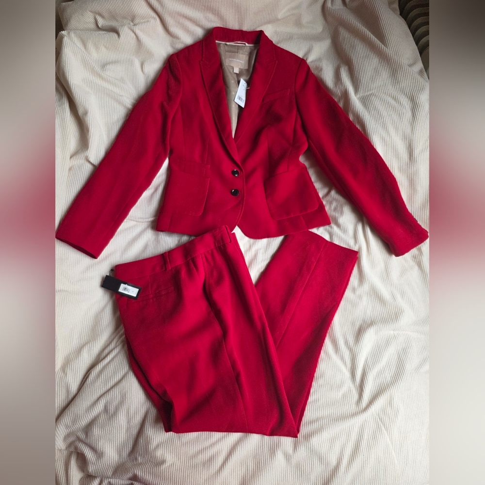 Banana Republic Heritage Set Blazer sz 6 + Pants Sz 8 Red BNWT
